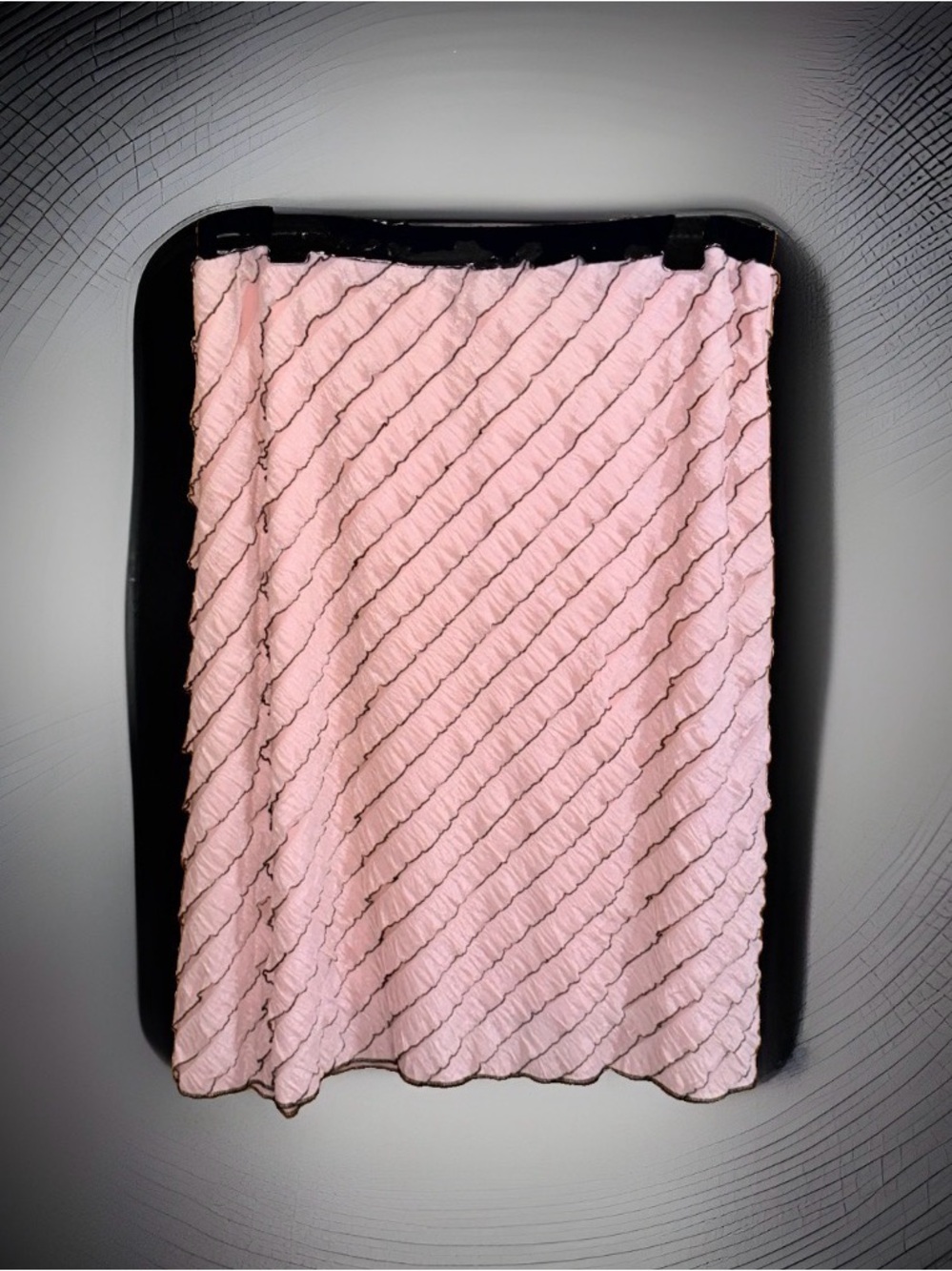Janeric Women’s Elegant Pink Diagonal Ruffle Midi Skirt-XL-EC